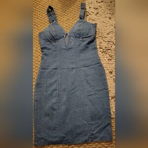 Blue Denim Sleeveless Dress
